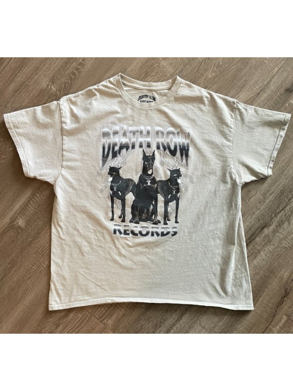 Death Row Records Men's T-Shirt Size XL Tan Beige Vintage Hip Hop Y2K Graphic